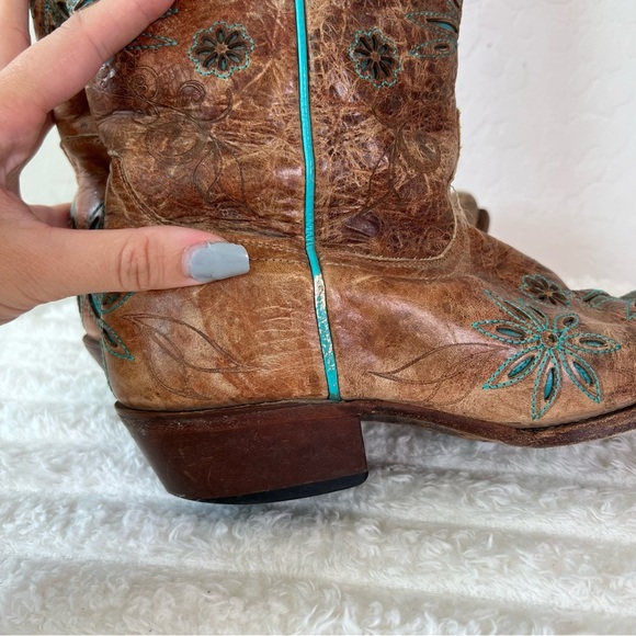 Shyanne Turquoise Brown Floral Inlay Boots - Picture 5 of 8